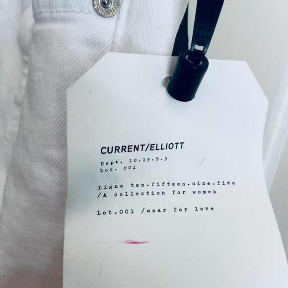 Current/Elliott “The High Waist Stiletto White Side Slit” Jeans in Color Sugar - Picture 6 of 6